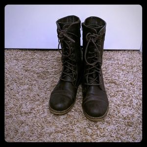 Brown combat boots